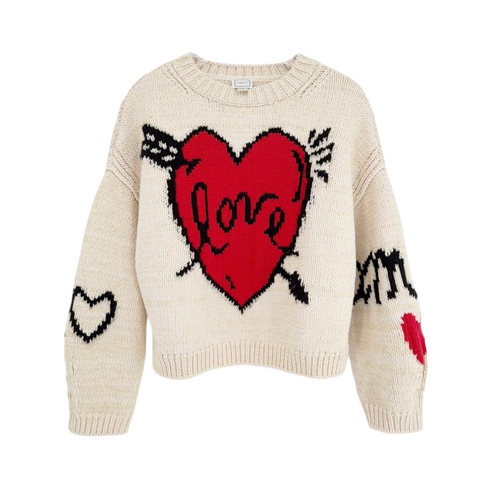 ANTHROPOLOGIE Maeve Lovestruck Long-Sleeve Crew-Neck Sweater XS